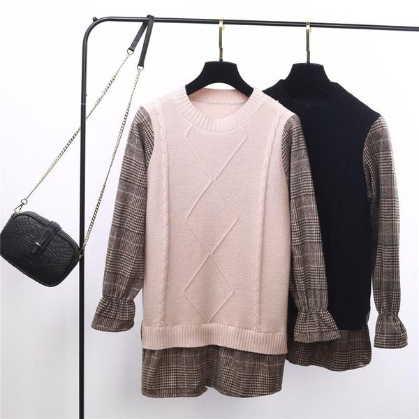 women's sweaters plus size women black houndstooth knitting stretch sweater dress 2021 autumn/spring female dresses vestido clothing ro, White;black
women's sweaters plus size women black houndstooth knitting stretch sweater dress 2021 autumn/spring female dresses vestido clothing ro, White;black