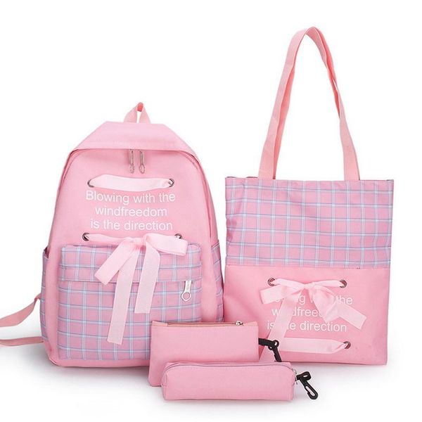 backpack litthing 4pcs/set ribbon chain bowknot letter canvas women travel leisure backpacks for teenage girls school bagpack
backpack litthing 4pcs/set ribbon chain bowknot letter canvas women travel leisure backpacks for teenage girls school bagpack