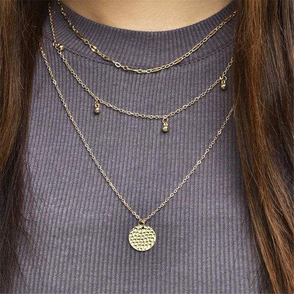 pendant necklaces fashion 2021 gold chain simple honeycomb pattern coin multilayer necklace for women boho choker jewelry gift, Silver
pendant necklaces fashion 2021 gold chain simple honeycomb pattern coin multilayer necklace for women boho choker jewelry gift, Silver