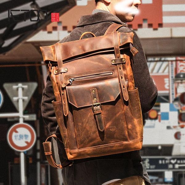 backpack aetoo layer crazy horse leather retro backpack, large-capacity computer bag
backpack aetoo layer crazy horse leather retro backpack, large-capacity computer bag