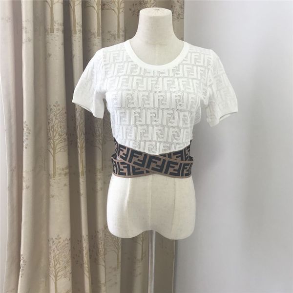 21 summer new sleeve hollow out slightly transparent fashion f letter short slim exposed navel ice silk sweater, White;black
21 summer new sleeve hollow out slightly transparent fashion f letter short slim exposed navel ice silk sweater, White;black