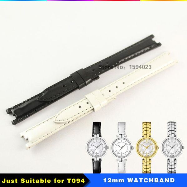 watch bands 12mm (buckle10mm) t094210a coat of paint genuine leather strap women black white accessories watchband for t094, Black;brown 
watch bands 12mm (buckle10mm) t094210a coat of paint genuine leather strap women black white accessories watchband for t094, Black;brown
