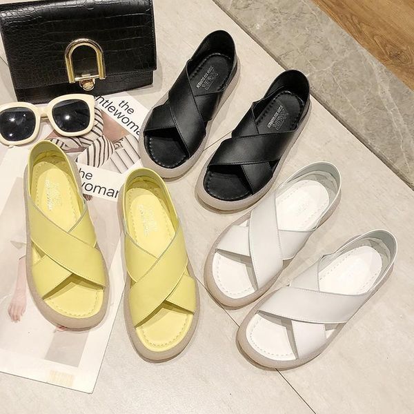 style summer versatile fairy-style flat sandals student super fire, Black 
style summer versatile fairy-style flat sandals student super fire, Black