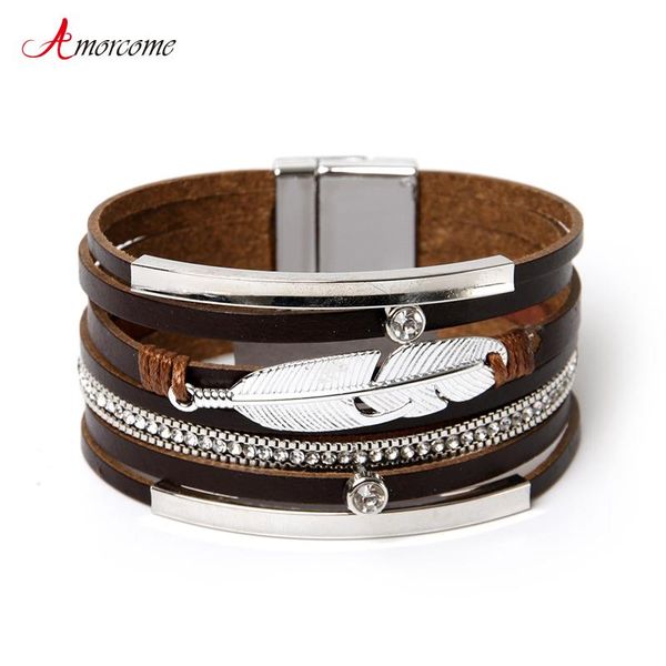 tennis amorcome ethnic braided wide cuff bracelets bohemian rhinestone metal feather leather wrap bracelet 2021 female jewelry gift, Golden;silver
tennis amorcome ethnic braided wide cuff bracelets bohemian rhinestone metal feather leather wrap bracelet 2021 female jewelry gift, Golden;silver