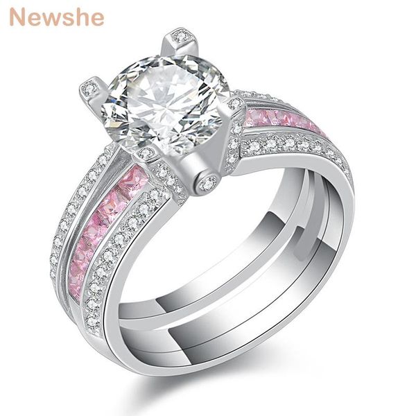 she 2pcs engagement rings set for women round cut cubic zircon pink color wedding band fashion jewelry gift limited size cluster, Golden;silver
she 2pcs engagement rings set for women round cut cubic zircon pink color wedding band fashion jewelry gift limited size cluster, Golden;silver