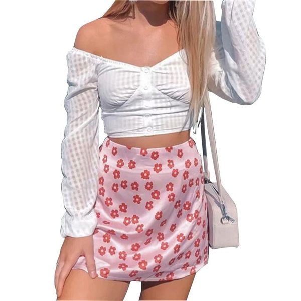 

skirts 2021 women floral print skirt summer casual breathable high waist hidden zipper short tracksuit korean shorts, Black