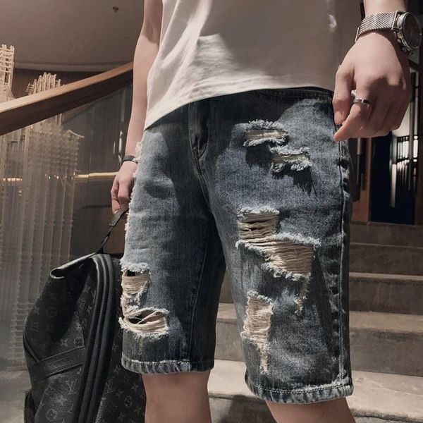men's jeans summer ripped men shorts trendy casual straight hole five-point pants hip hop beggar loose male denim, Blue
men's jeans summer ripped men shorts trendy casual straight hole five-point pants hip hop beggar loose male denim, Blue