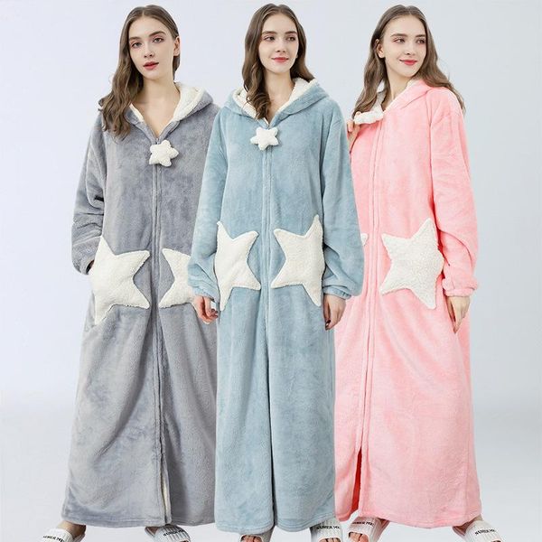 women's sleepwear nightgown autumn and winter women thick full length hoodie robe warm with pocket flannel cute home zipper ladies, Black;red
women's sleepwear nightgown autumn and winter women thick full length hoodie robe warm with pocket flannel cute home zipper ladies, Black;red