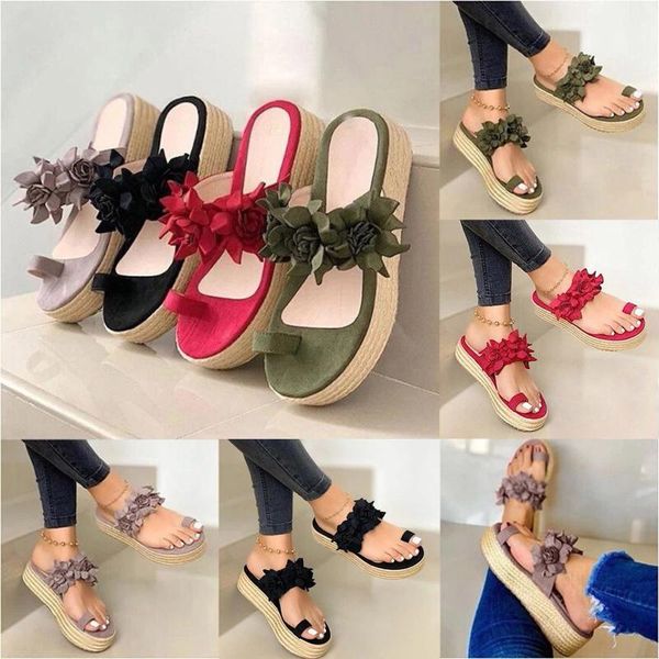 women slippers summer casual daily flower slip on platform sandals thick bottom soft beach shoes mujer plus size d30#, Black
women slippers summer casual daily flower slip on platform sandals thick bottom soft beach shoes mujer plus size d30#, Black