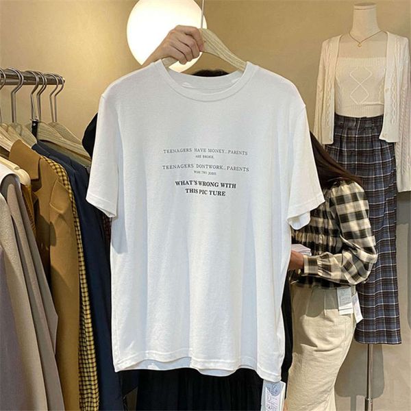 women's t-shirt short summer wear 2021 korean ins trendy letter printing loose chic half sleeve upper garment pwah, White
women's t-shirt short summer wear 2021 korean ins trendy letter printing loose chic half sleeve upper garment pwah, White