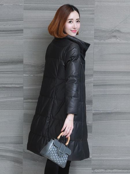 women's leather & faux winter sheepskin coat genuine jacket warm long down jackets for women veste en cuir femme kj1524, Black
women's leather & faux winter sheepskin coat genuine jacket warm long down jackets for women veste en cuir femme kj1524, Black