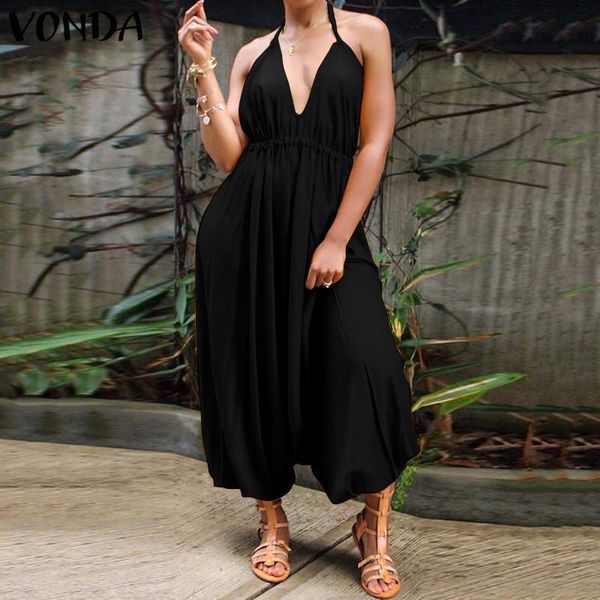 women's jumpsuits & rompers overalls vonda 2021 sleeveless baggy harem pants backless playsuits combinaison femme pantalon ov, Black;white
women's jumpsuits & rompers overalls vonda 2021 sleeveless baggy harem pants backless playsuits combinaison femme pantalon ov, Black;white