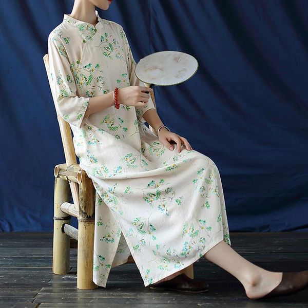 casual dresses fairynatural ladies stand seven sleeve print floral cotton linen cheongsam 2021 autumn women chinese style summer, Black;gray
casual dresses fairynatural ladies stand seven sleeve print floral cotton linen cheongsam 2021 autumn women chinese style summer, Black;gray
