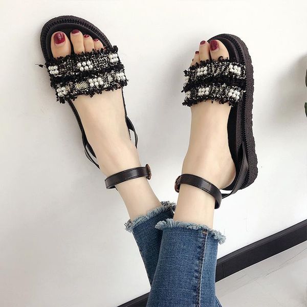 fashion summer platform sandal 2021 casual string bead open toe women sandals buckle ankle strap designer shoes, Black
fashion summer platform sandal 2021 casual string bead open toe women sandals buckle ankle strap designer shoes, Black