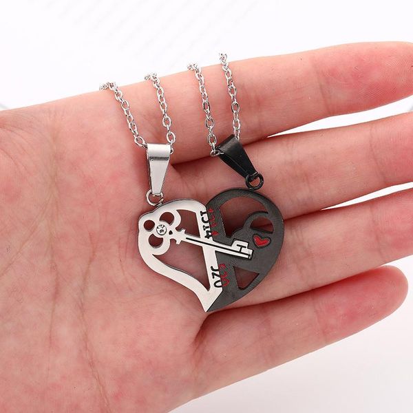 pendant necklace broken heart lovers simple jewelry stainless steel double color gifts key locket splice couple necklaces, Silver
pendant necklace broken heart lovers simple jewelry stainless steel double color gifts key locket splice couple necklaces, Silver
