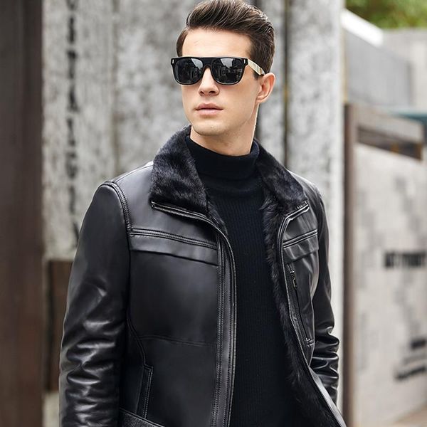 men's leather & faux genuine jacket men winter natural liner sheepskin coat mens jackets plus size yn1268 yy620, Black
men's leather & faux genuine jacket men winter natural liner sheepskin coat mens jackets plus size yn1268 yy620, Black