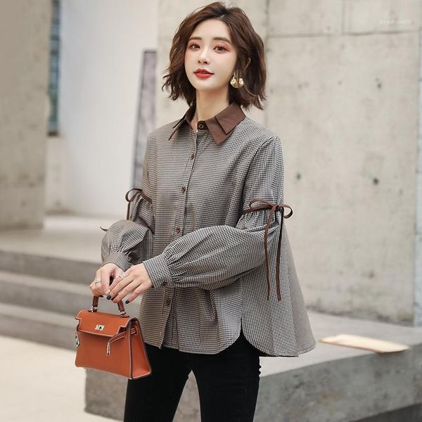women's blouses & shirts korean fashion clothing for womens 2021 spring plaid loose style women casual long sleeves blouse and 20105, White
women's blouses & shirts korean fashion clothing for womens 2021 spring plaid loose style women casual long sleeves blouse and 20105, White