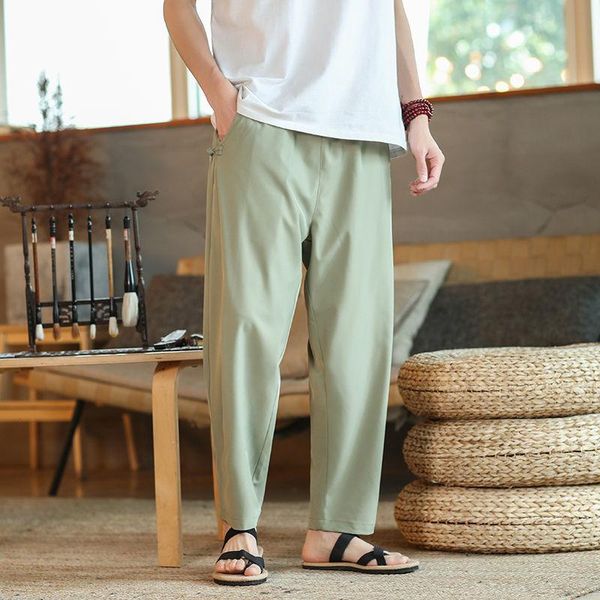men's pants mrgb ice silk chinese style buckle design men casual wide leg straight vintage male fashion solid color summer trousers, Black
men's pants mrgb ice silk chinese style buckle design men casual wide leg straight vintage male fashion solid color summer trousers, Black