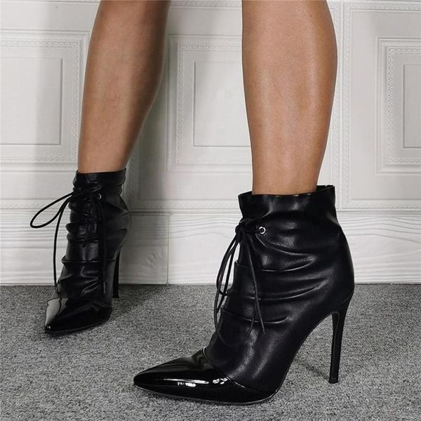 large size 47 fashion pointed toe western ankle boots women high heel short booties lace up china factory wholesale, Black
large size 47 fashion pointed toe western ankle boots women high heel short booties lace up china factory wholesale, Black