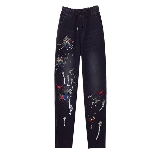 high waist elasticity embroidered jeans woman street plus size 4xl loose casual women retro black harem denim pants women's, Blue
high waist elasticity embroidered jeans woman street plus size 4xl loose casual women retro black harem denim pants women's, Blue