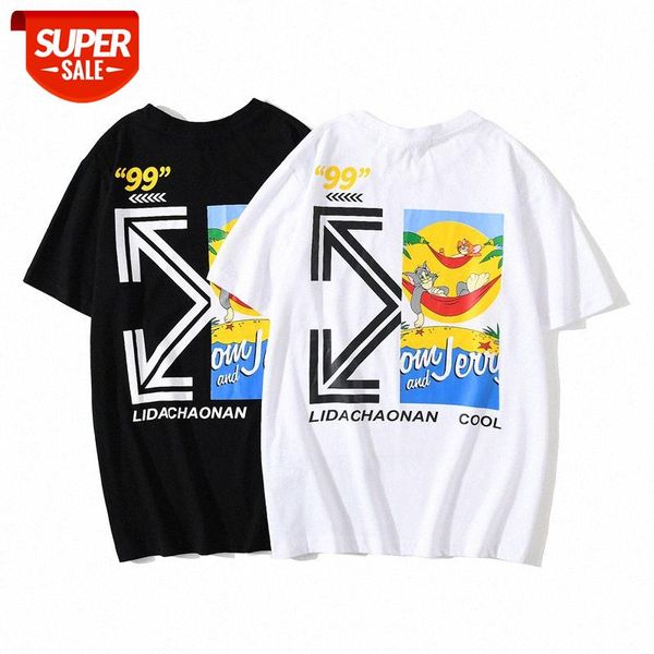 ow joint cat and mouse arrow stitching short-sleeved men women couples loose t-shirt #vq05, White;black
ow joint cat and mouse arrow stitching short-sleeved men women couples loose t-shirt #vq05, White;black