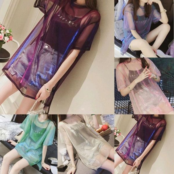 women's swimwear women sheer mesh t-shirt short sleeve tee cover up dress+camisole fashion casual see-through sunproof bikini ups, White;black
women's swimwear women sheer mesh t-shirt short sleeve tee cover up dress+camisole fashion casual see-through sunproof bikini ups, White;black