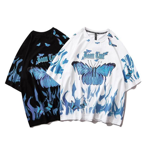 men's t-shirts butterfly fire flame print tees shirts streetwear hip hop casual short sleeve tshirts men harajuku hipster fashion top, White;black
men's t-shirts butterfly fire flame print tees shirts streetwear hip hop casual short sleeve tshirts men harajuku hipster fashion top, White;black