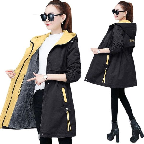 women's wool & blends 2021 women parkas fashion coat elegant winter mid long cotton jacket plus velvet thickening hooded collar female, Black
women's wool & blends 2021 women parkas fashion coat elegant winter mid long cotton jacket plus velvet thickening hooded collar female, Black