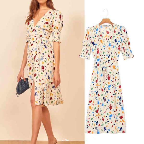 casual dresses fashion watercolor print lace up dress deep v collar midi half sleeve woman slim waist chic party es wyej, Black;gray
casual dresses fashion watercolor print lace up dress deep v collar midi half sleeve woman slim waist chic party es wyej, Black;gray