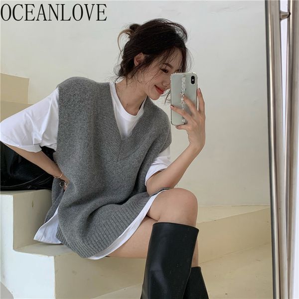 v neck women vests solid vintage autumn korean sweaters grey loose ins high fashion pull femme hivers 19289 210415, Black;white
v neck women vests solid vintage autumn korean sweaters grey loose ins high fashion pull femme hivers 19289 210415, Black;white