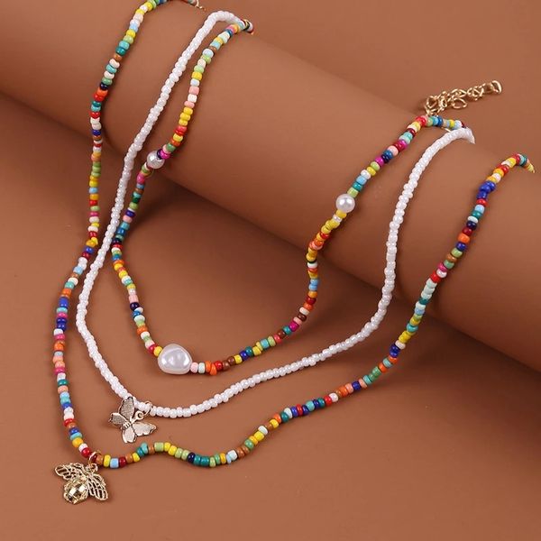 3 pcs/set women's bohemian multicolor white beaded chain necklaces ladies boho gold color butterfly bee necklace pendant jewelry, Silver
3 pcs/set women's bohemian multicolor white beaded chain necklaces ladies boho gold color butterfly bee necklace pendant jewelry, Silver