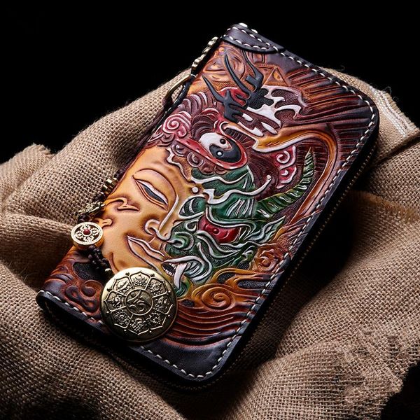 wallets handmade men genuine leather hand engraving purses women clutch vegetable tanned wallet year's gifts, Red;black
wallets handmade men genuine leather hand engraving purses women clutch vegetable tanned wallet year's gifts, Red;black