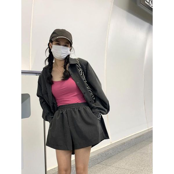 women's tracksuits women suit boyfriend wind grey shirt set korean loose shoulder pad label elastic waist shorts 2021, Gray
women's tracksuits women suit boyfriend wind grey shirt set korean loose shoulder pad label elastic waist shorts 2021, Gray