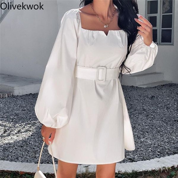casual dresses olivekwok solid white fashion lantern sleeve dress for woman square collar autumn long office lady, Black;gray
casual dresses olivekwok solid white fashion lantern sleeve dress for woman square collar autumn long office lady, Black;gray
