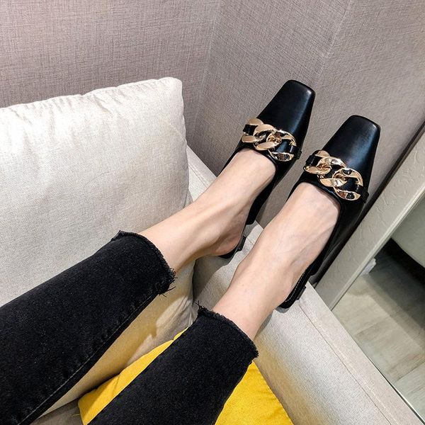 metal chain pu leather sqaure toe ladies slippers slides sandals fashion summer casual outdoor block heel women mules shoes, Black
metal chain pu leather sqaure toe ladies slippers slides sandals fashion summer casual outdoor block heel women mules shoes, Black