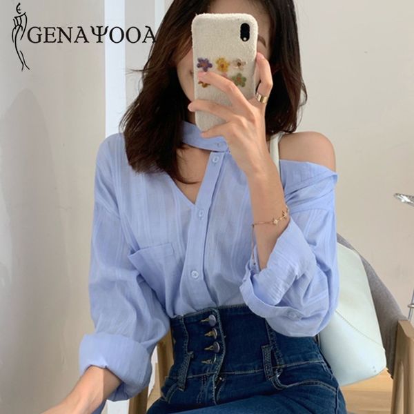 genayooa ladies blouses long sleeve korean women hollow out shirt and vintage off one shoulder 210417, White
genayooa ladies blouses long sleeve korean women hollow out shirt and vintage off one shoulder 210417, White