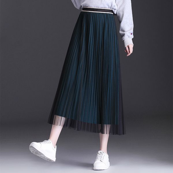 skirts korean style fashion women winter double-side wear tulle mesh pleated skirts female high waist long skirt, Black
skirts korean style fashion women winter double-side wear tulle mesh pleated skirts female high waist long skirt, Black