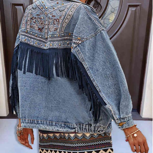 women's jackets european and american style loose denim fringed ladies fashion casual 6048 z1i6, Black;brown
women's jackets european and american style loose denim fringed ladies fashion casual 6048 z1i6, Black;brown