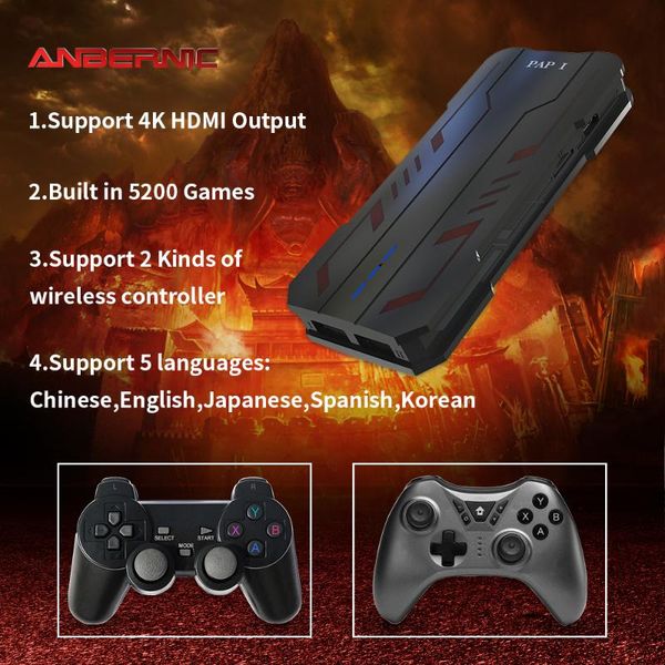portable game players anbernic pap1 32 bit retro console family tv mini box built in 5200 games ps1 emulator support 4k hd out