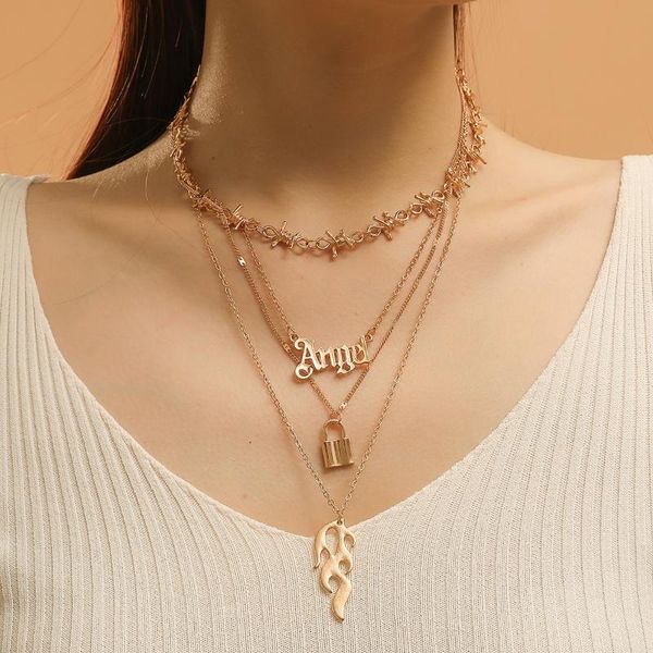 chokers multilayer metal angel letter necklace lock flame pendant for women gold color jewelry necklaces & pendants colar n121, Golden;silver
chokers multilayer metal angel letter necklace lock flame pendant for women gold color jewelry necklaces & pendants colar n121, Golden;silver