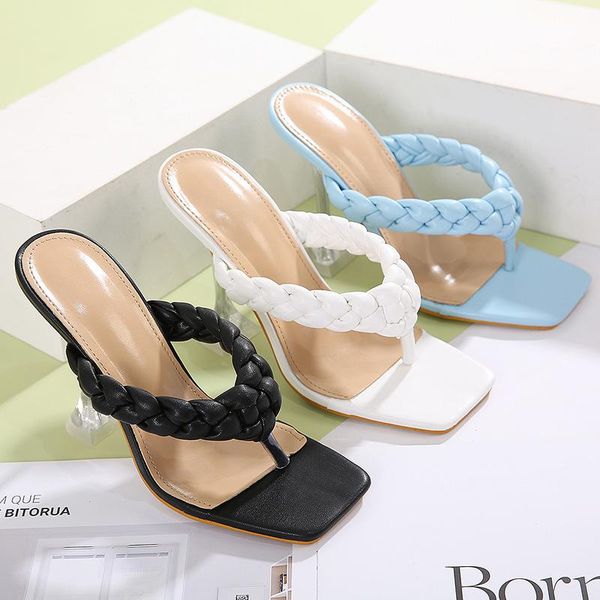 low square toe high-heeled shoes lady woman's slippers slides rubber flip flops 2021 hawaiian thin fretwork pu fabric hoof, Black
low square toe high-heeled shoes lady woman's slippers slides rubber flip flops 2021 hawaiian thin fretwork pu fabric hoof, Black