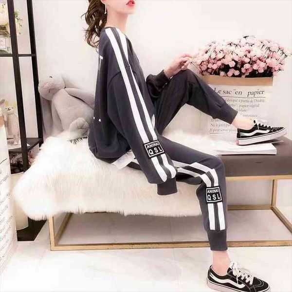 fashion tracksuit womens hipster loose long-sleeved sweater and casual pants two-piece set woman autumn and winter suits, White
fashion tracksuit womens hipster loose long-sleeved sweater and casual pants two-piece set woman autumn and winter suits, White
