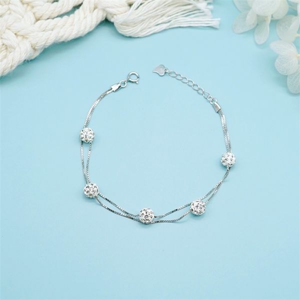 925 sterling silver plated platinum full diamond ball mori bracelet sweet literature korean women's flash ball bracelet, Black
925 sterling silver plated platinum full diamond ball mori bracelet sweet literature korean women's flash ball bracelet, Black