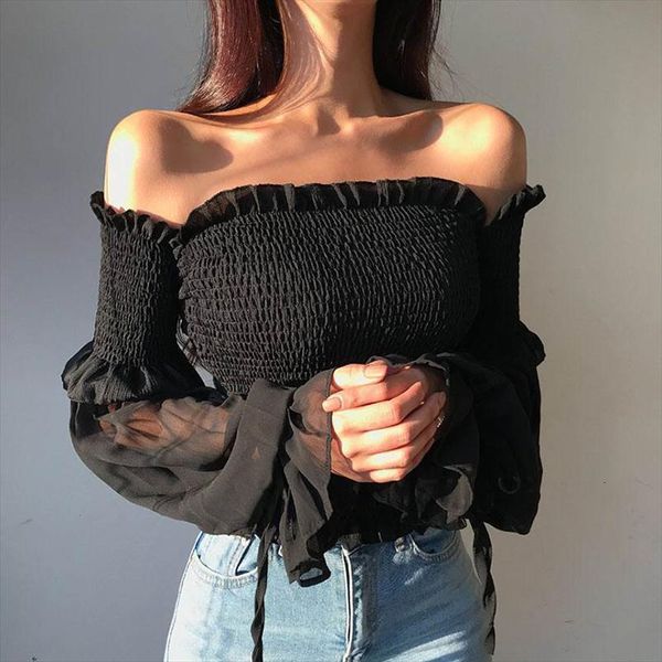 fashion black color pleated bow women blouses long sleeve off shoulder cropped blouse lace up corset, White
fashion black color pleated bow women blouses long sleeve off shoulder cropped blouse lace up corset, White