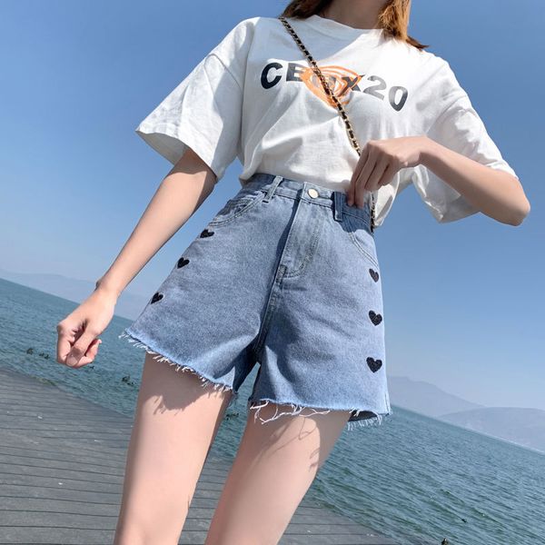 women's shorts 2021 summer new love korean version loose and thin wide leg high waist jeans short pants, White;black
women's shorts 2021 summer new love korean version loose and thin wide leg high waist jeans short pants, White;black
