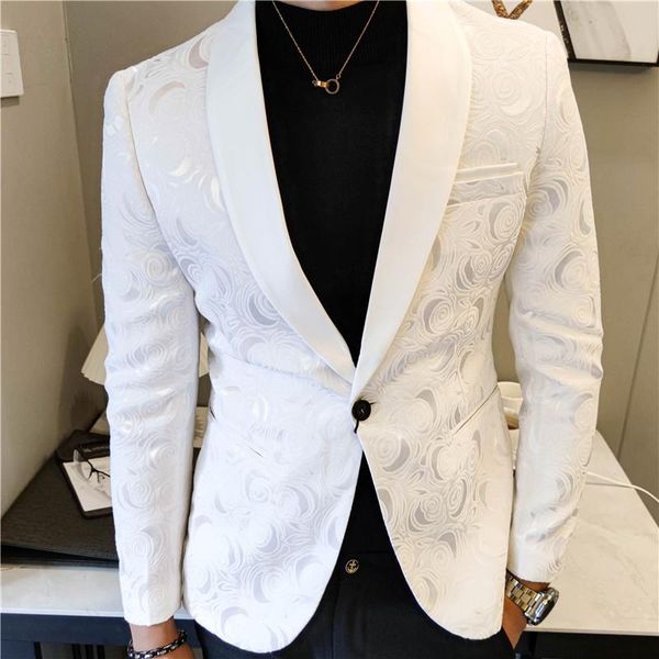men's suits & blazers rose jacquard white wedding blazer for men korean slim night club stage outfit casual flower fashion man suit mas, White;black
men's suits & blazers rose jacquard white wedding blazer for men korean slim night club stage outfit casual flower fashion man suit mas, White;black