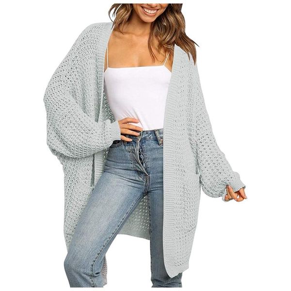 women's knits & tees comfy knitted cardigan solid color long with pockets autumn winter outwear elegant casaco, White
women's knits & tees comfy knitted cardigan solid color long with pockets autumn winter outwear elegant casaco, White