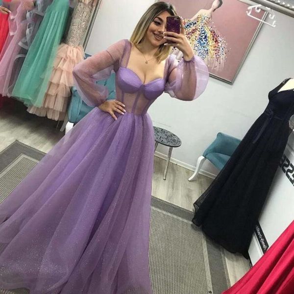 party dresses elegant light purple tulle long prom dress sweetheart sleeves pleats a-line evening sweep train gowns, White;black
party dresses elegant light purple tulle long prom dress sweetheart sleeves pleats a-line evening sweep train gowns, White;black