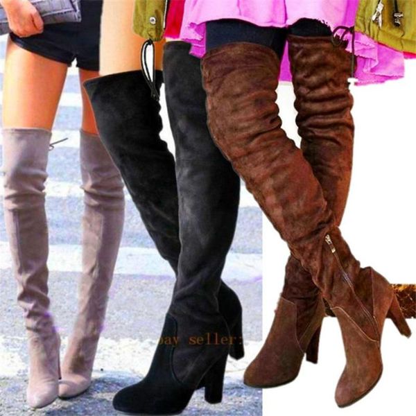boots winter thigh high women suede leather round toe over the knee heel party pumps slim leg eur 34 - 41, Black
boots winter thigh high women suede leather round toe over the knee heel party pumps slim leg eur 34 - 41, Black