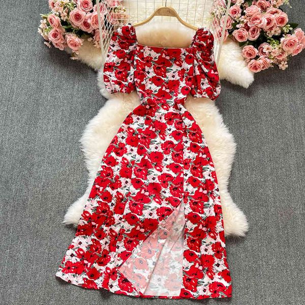two piece dress red floral women french style square collar puff sleeve high waist a-line mid-calf bohemian split female summ, White
two piece dress red floral women french style square collar puff sleeve high waist a-line mid-calf bohemian split female summ, White